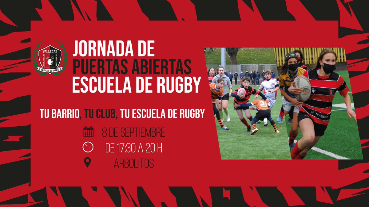 ¡Buenas familias! 🥳🥳🥳

Después del verano ya volvemos a ponernos las pilas⚡💪🏿. Y comenzamos de la mejor forma posible, con una *JORNADA DE PUERTAS ABIERTAS* 🏉🏉🏉

Por eso os esperamos a todos y todas el *jueves dia 8 de 17.30 a 20h*.

🖤❤️🖤❤️🖤❤️