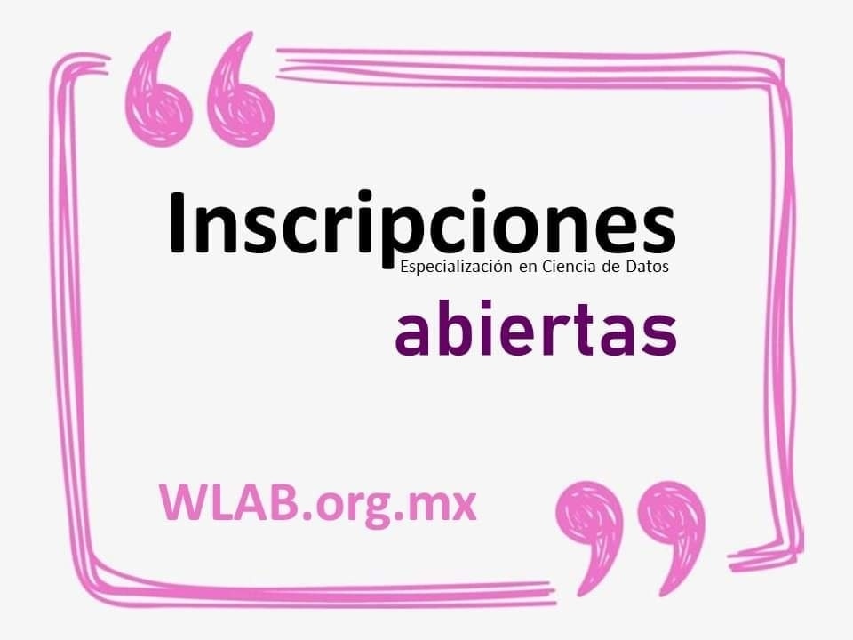 🚨 Bootcamp de 𝗖𝗶𝗲𝗻𝗰𝗶𝗮 𝗱𝗲 𝗗𝗮𝘁𝗼𝘀
SEXTA 𝗚𝗘𝗡𝗘𝗥𝗔𝗖𝗜𝗢́𝗡
📲 Más Detalles por 𝗪𝗵𝗮𝘁𝘀𝗔𝗽𝗽: mybitly.xyz/infoWLAB

📑 Temario: wlab.org.mx
 ⁣
📆 inicio: 30 de Enero de 2023
Propedéutico 9 de enero de 2023

#WLAB #STEM #McoderAI
#QRO #CDMX #AGS