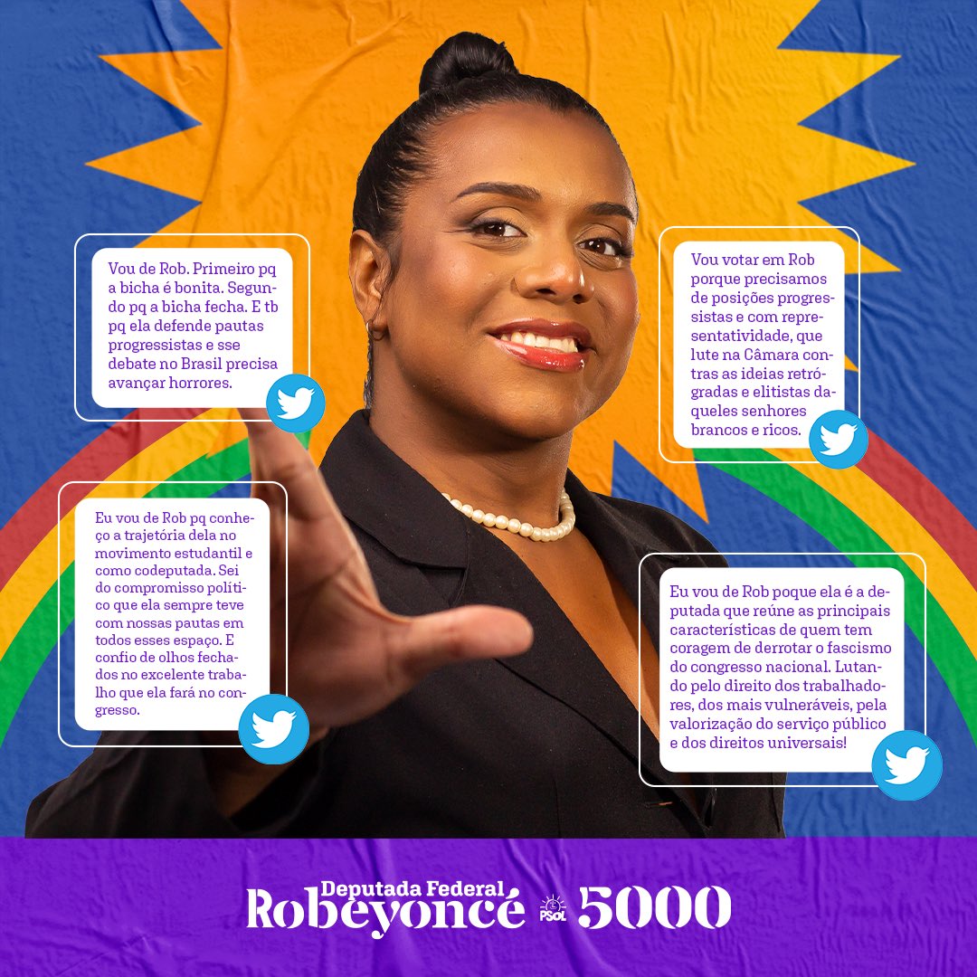 RobeyonceLima's tweet photo. 13 ⭐️ motivos do porquê Pernambuco vota em mim (e foram vocês aqui no twitter que disseram, hein?)
Quer saber mais razões para eleger a primeira deputada federal travesti do Brasil? 🇧🇷 fica ligade aqui nas redes e nas ruas!
#Rob5000
#EuVouDeRob
#RobeyonceEuVouVotar https://t.co/F2wiRCCcSu