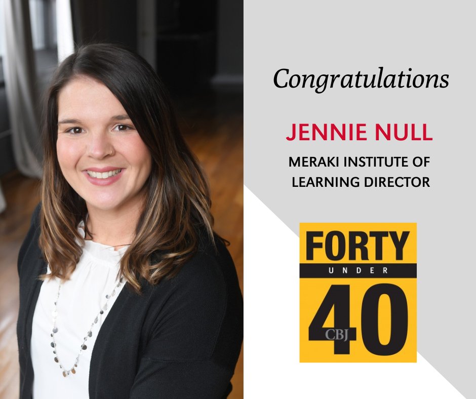 Please help us congratulate Jennie Null on being selected for the Corridor Business Journal's Forty Under 40 award. Jennie has dedicated her time developing and growing Meraki Institute of Learning into a successful program at Tanager. Congrats, Jennie!