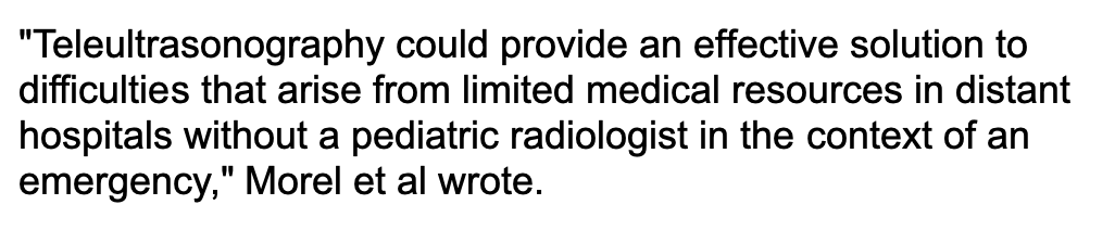 AliRaja_MD's tweet photo. #Teleultrasound helpful in #PediatricEmergency situations
Baptiste Morel, PhD, et al. Clocheville Hospital
https://t.co/l5xunFkvGD
@AuntMinnie https://t.co/egBbdYx15S
