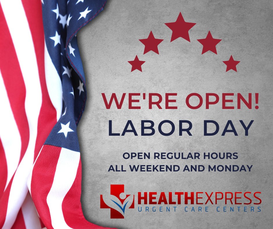 We are open normal hours for Labor Day weekend and Labor Day (Monday) for all of your occupational health and urgent care needs! HealthExpressUC.com
#labordayweekend #laborday #opendaily