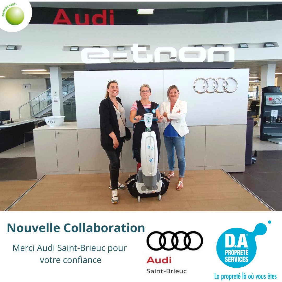 groupe_vert's tweet image. [Nouvelle Collaboration]
Groupe Vert, avec sa filiale DA Propreté Services (Pays de Saint-Brieuc), 
et Prestige Automobiles - Audi Saint-Brieuc
sont fières d’annoncer leur toute nouvelle collaboration !

#bretagne #collaboration #développementdurable #écologie #saintbrieuc