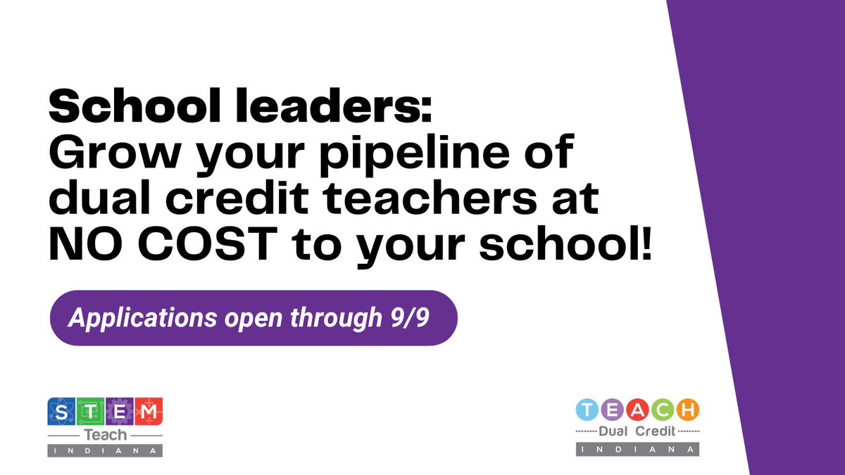 CELLuindy's tweet photo. 🏫 Does your school need more qualified dual credit teachers? Teachers can apply through 9/9 for free grad courses to meet credentialing reqs!  
👉 STEM fields: https://t.co/EeVmo6cnLI
👉 Liberal arts fields: https://t.co/cBFpiCdCom

@INPrincipals @IAPSS_ORG @INDSRSA @INPEA_Voice https://t.co/gSb1WUkPyH