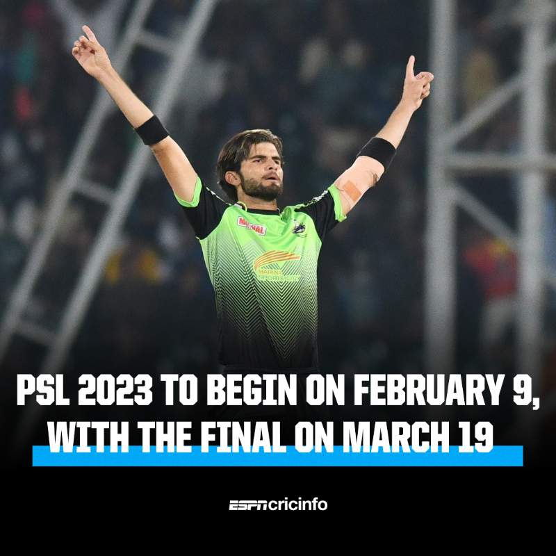cricinfo's tweet photo. PSL 2023 will take place across Lahore, Karachi, Rawalpindi and Multan

Mark your calendars 👇