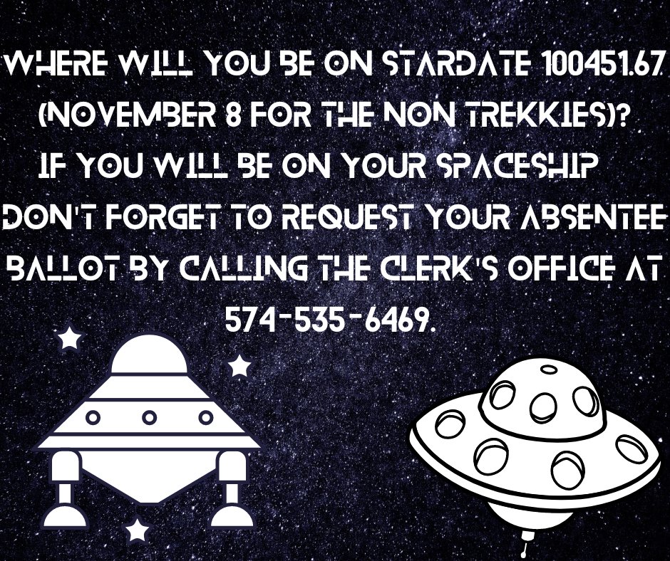 ElkhartCountyEB's tweet photo. Don't forget to make sure you are registered by October 11.  Check your registration at https://t.co/zfFj2eTbf3! https://t.co/5aOIdfDtJe