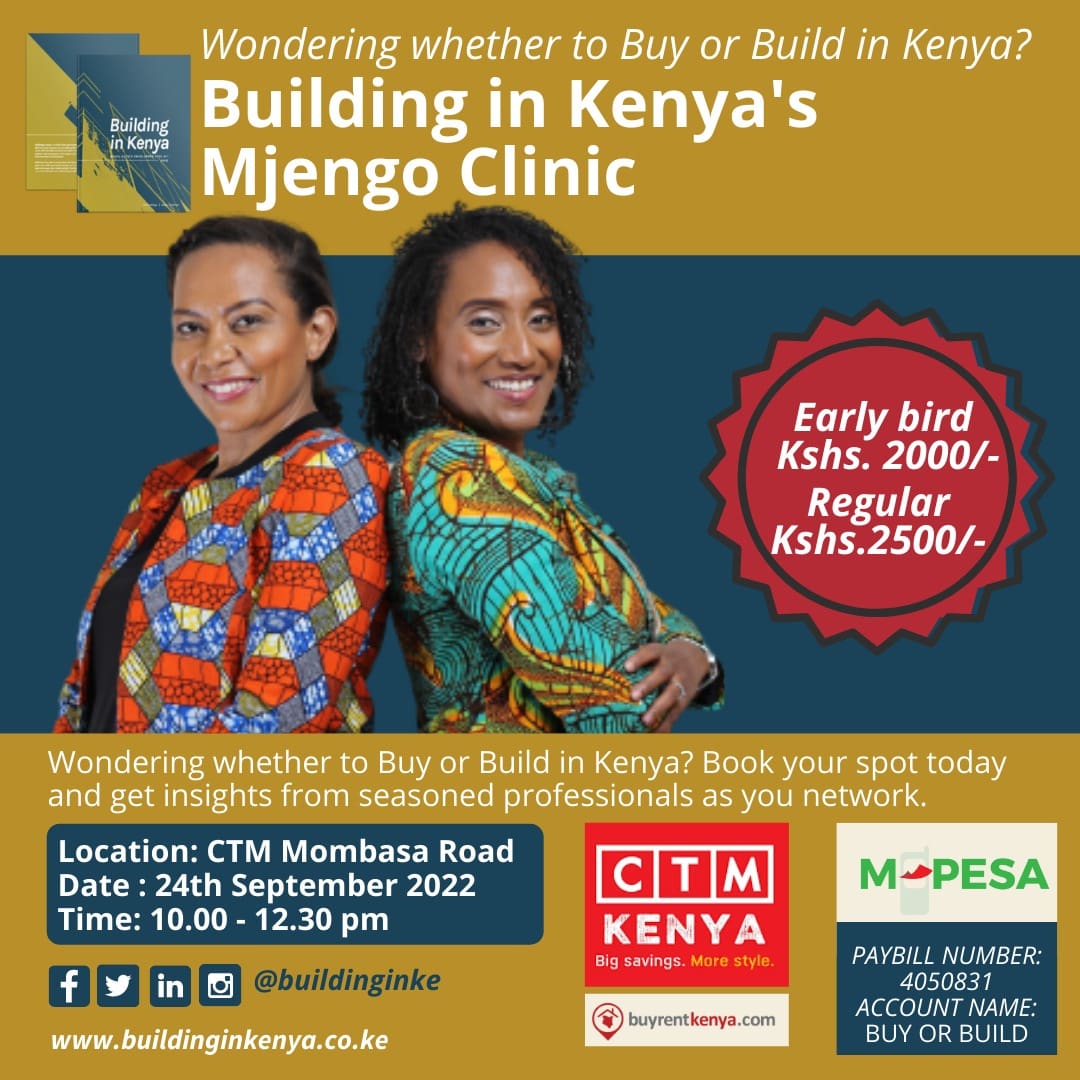 buildinginke's tweet photo. BUY OR BUILD MJENGO CLINIC
Wondering whether to buy /build in Kenya? #Buildinginke and @ctmafrica Kenya are hosting our mjengo clinic this month. Get your ticket for 2000/= only
Paybill: 4050831
Account: BuyorBuild
ποΈ Saturday 24th Sep
β° 10.00-12.30 pm
π CTM Mombasa Road https://t.co/Yc2t814NEz