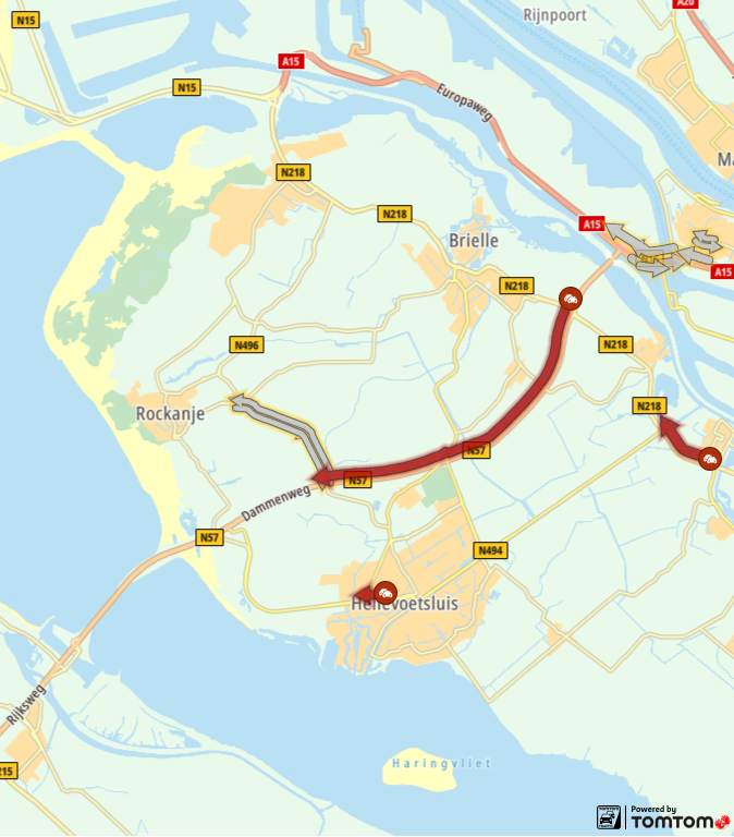 ANWBverkeer's tweet photo. Half uur vertraging op de #N57 Rotterdam โบ Brouwersdam door een ongeluk bij Rockanje op de #N496. https://t.co/4C391R05lE