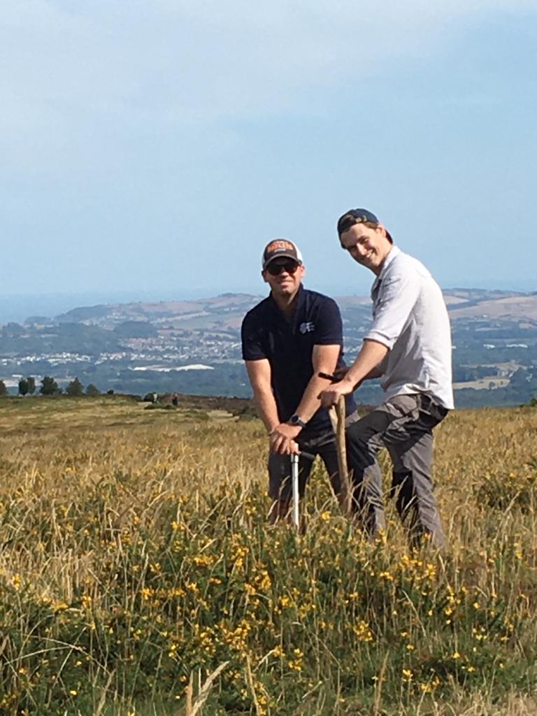 Members of the FCT crew were up on #Haytor this week as part of our ongoing work with <a href="/dartmoornpa/">Dartmoor National Park</a> to determine the carbon sequestration value on #moorland habitats on #Dartmoor to inform habitat management. This #soil type is full of stones and habitat covered in prickles!