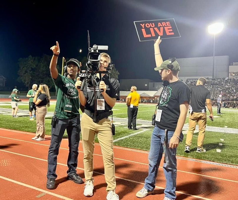 NWComMM's tweet photo. A few snapshots of some of our amazing CatVision Comm Students and Faculty broadcasting last night’s Bearcat win! #OABAAB #rushwellshall https://t.co/6m5CW7ctRY