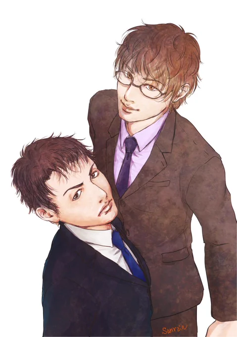 青波さんとこの南雲&雁金ペアは描かせてもらったことある～! 私はね、こういうデコボココンビが好き…… 