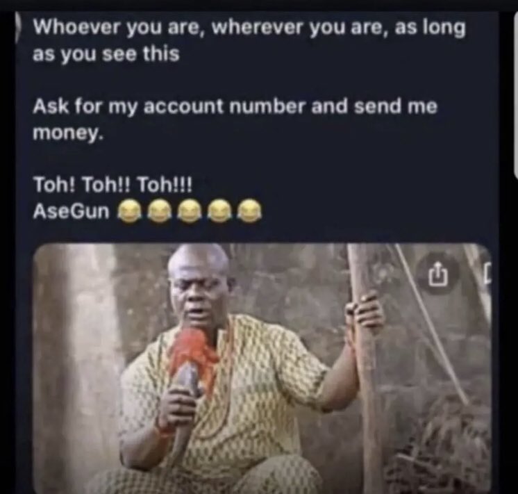 Enihunlade's tweet photo. Na when you no get money everything go just Dey do to chop https://t.co/KB3mIUttGA