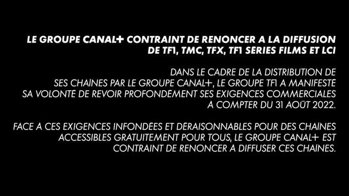 Cher (dans tous les sens du terme) <a href="/canalplus/">CANAL+</a>, au vu des prix que vous nous faites payer pour accéder à vos bouquets, c'est une décision scandaleuse. Vous prenez vos abonnés en otage pour des considérations purement financières. C'est franchement minable. #CanalPlus #TF1