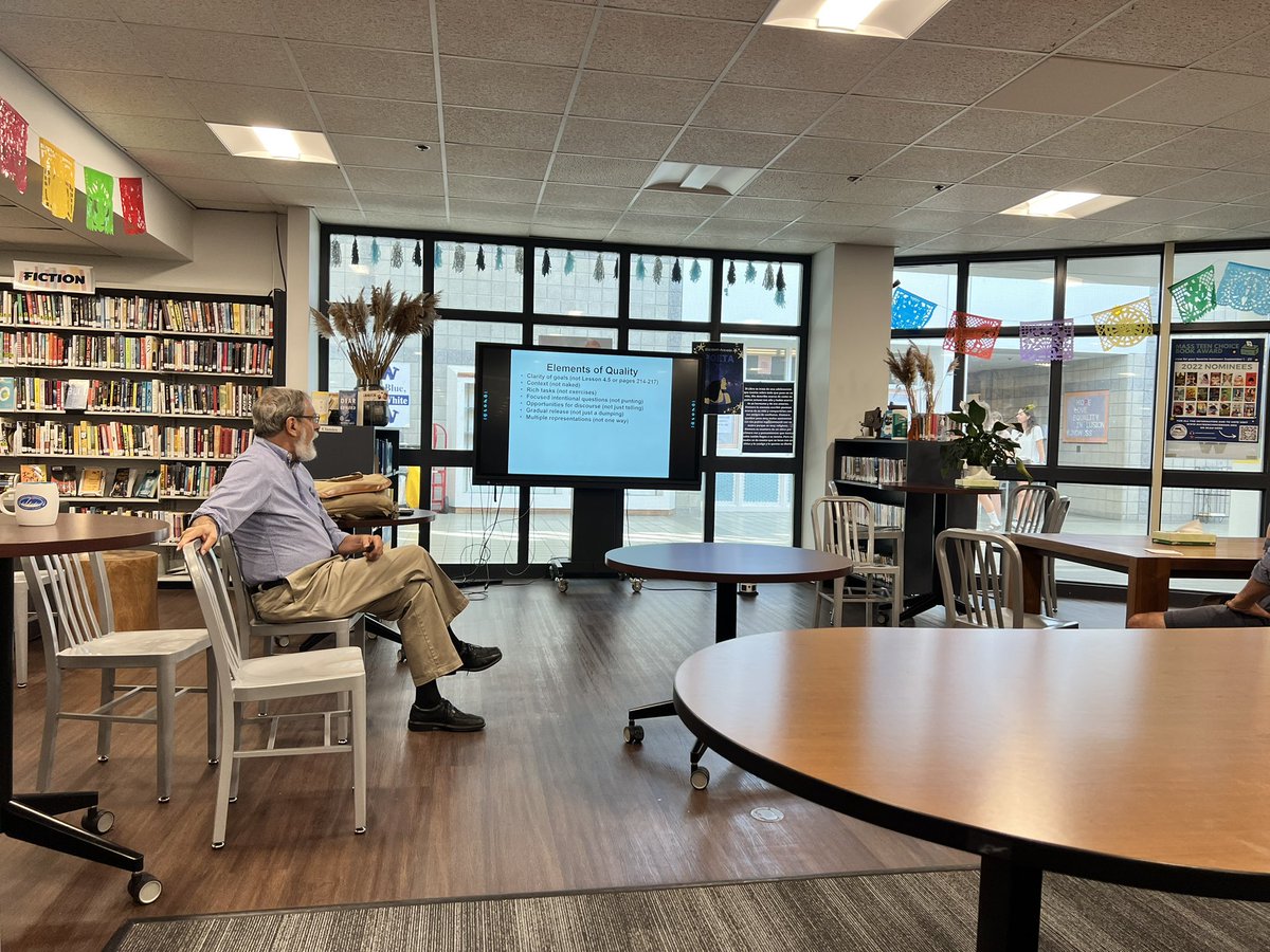 NpsStem's tweet photo. We were so fortunate to have @alisonmellomath and @steveleinwand  discuss their ideas about math teaching and learning with  @CyrusPeirceMS and NHS math teachers and special educators!! #whalerpride #weareallwhalers https://t.co/a8qNicYo21