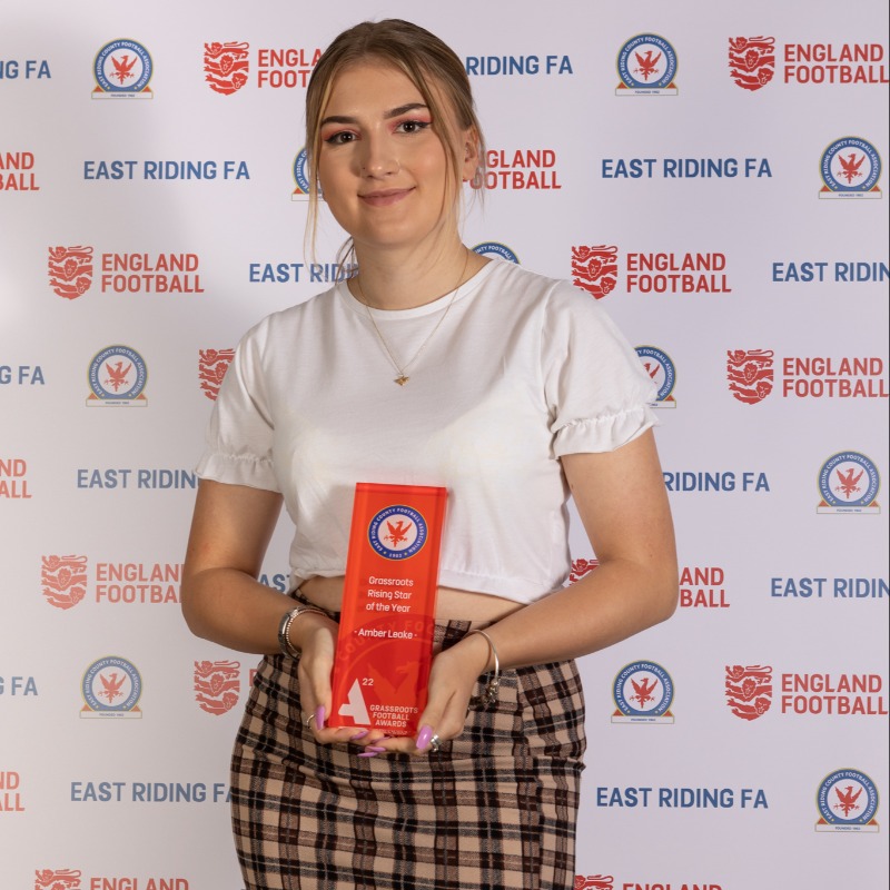 EastRidingFA's tweet photo. 🏆 Amber Leake of is our FA &amp; McDonalds Rising Star of the Year for 2022.

She has encouraged others to take up refereeing whilst still playing and being a match official herself.

Find out more 👇