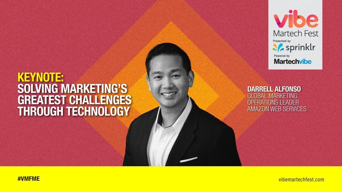 MartechVibe's tweet photo. We are proud to have Darrell Alfonso, the Global Marketing Operations Leader from @awscloud as a speaker for VMF ME! Alfonso is an award-winning Martech leader, influencer and speaker with 15 years of experience
For details, visit https://t.co/zVUcEAZFf4
#VMFME #speaker #dubai https://t.co/7mXEnDaG6Z