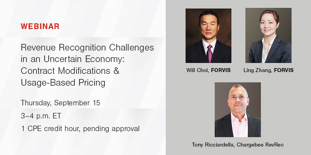 ForvisMazarsUS's tweet photo. This webinar will share how contract modifications and usage-based pricing can affect #RevenueRecognition in an uncertain economy. 

Register here: https://t.co/r7b17mPxTn https://t.co/toH2TOHC3O