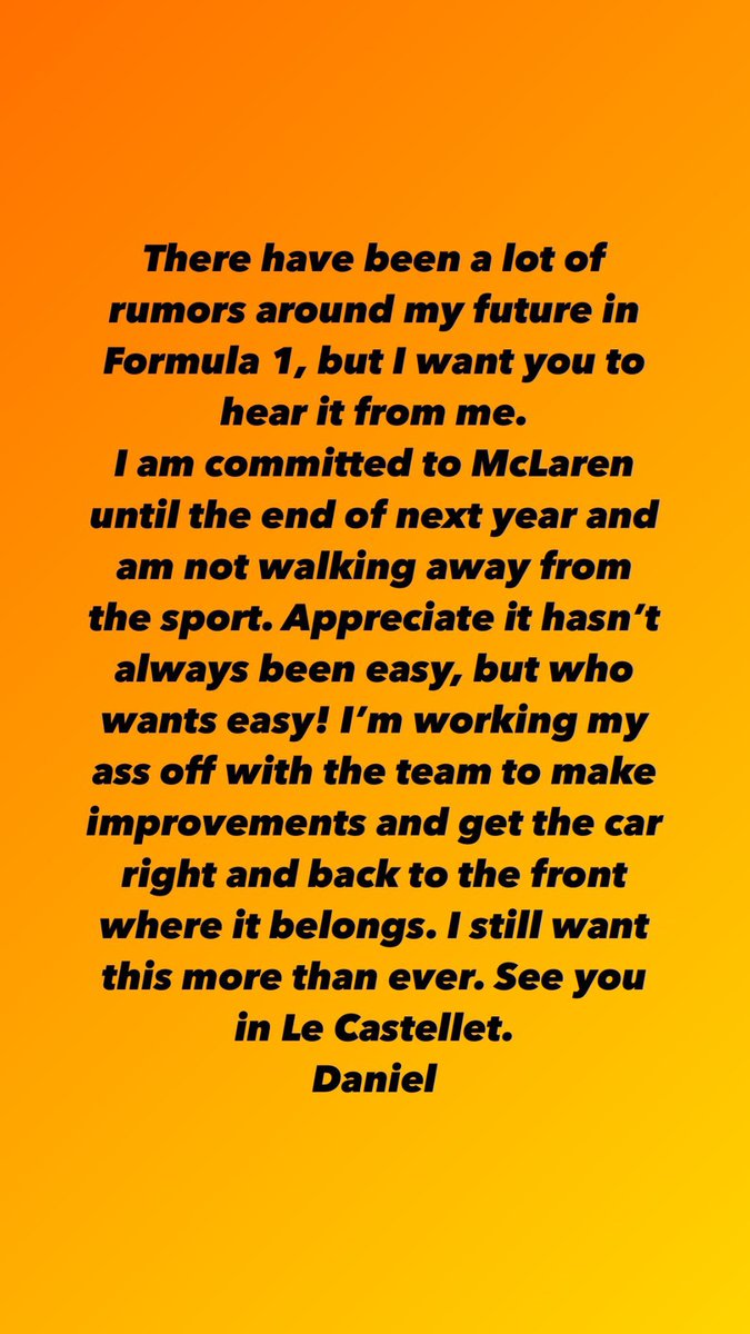 they let him put out this statement and  talk to the team at the factory about how he was fully committed to making it work, while they’d already signed a deal with piastri? bunch of dickheads…