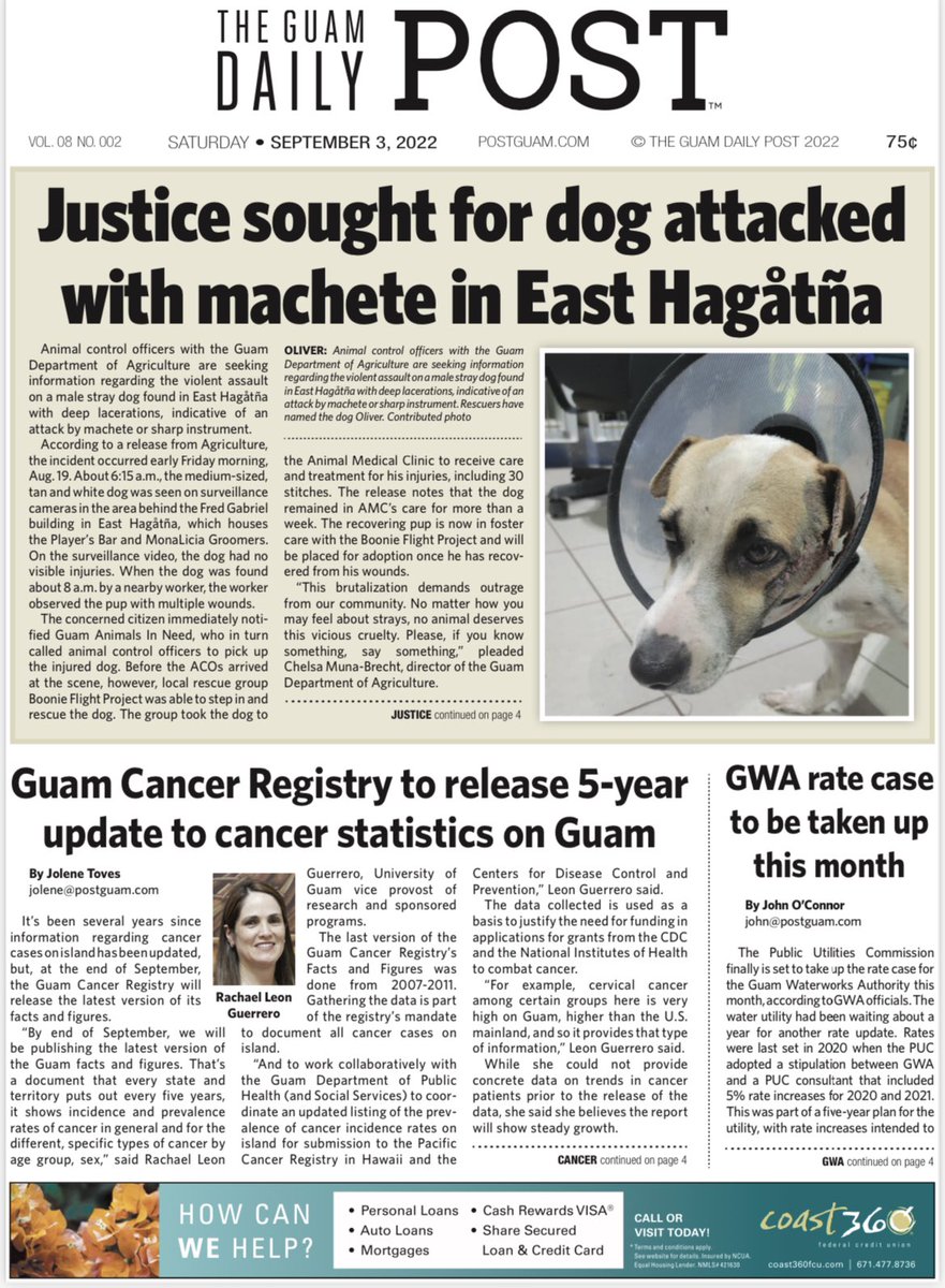 PostGuam's tweet photo. Hafa Adai and good morning!

Here’s todays front page of The Guam Daily Post!

For these stories and so much more, visit https://t.co/Cas96Yi2Cr 

#StayPOSTed #postguam https://t.co/ruaCUcDP3w