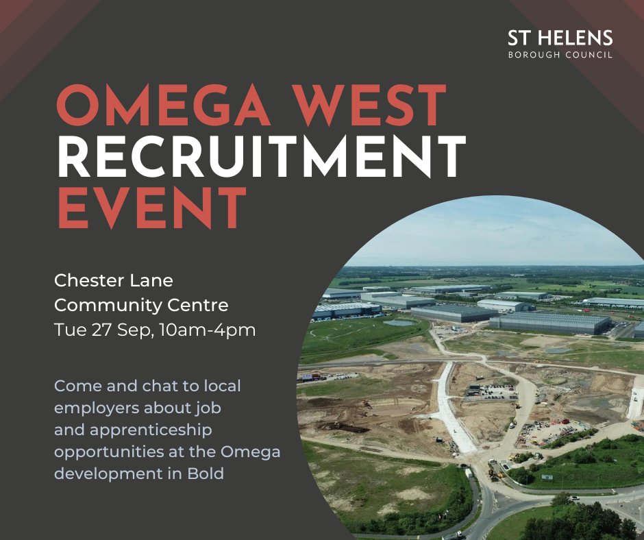 Looking for local jobs or apprenticeships? We're hosting an event at Chester Lane Community Centre on 27 Sep, 10am-4pm.

<a href="/bandkbuild/">Bowmer+Kirkland</a>, Miller, <a href="/MCLGroupPLC/">McLaren Construction Group</a> and <a href="/dmorganplc/">D Morgan plc</a> will be there to talk about opportunities at the Omega development in Bold.

Pop in to see what’s available!