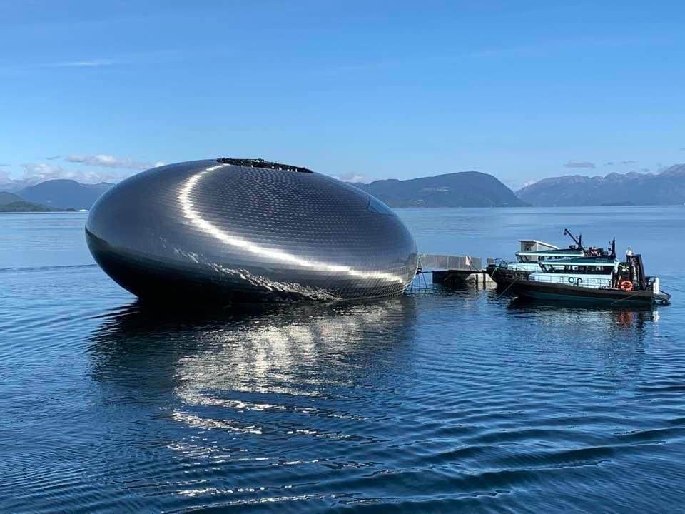 BP_Norwegen's tweet photo. Das 14 Meter hohe Lachsauge kann auf bis zu 300 Metern abgesenkt werden.©Salmon Eye

Oslo, 2. September 2022. Mitten im Hardangerfjord wurde am 2. September Norwegens neues Forum  für nachhaltige Meeresfrüchte eingeweiht. Das  #FischzuchtNorwegen

https://t.co/XgKCQRFvJJ https://t.co/NOq1YtPzha