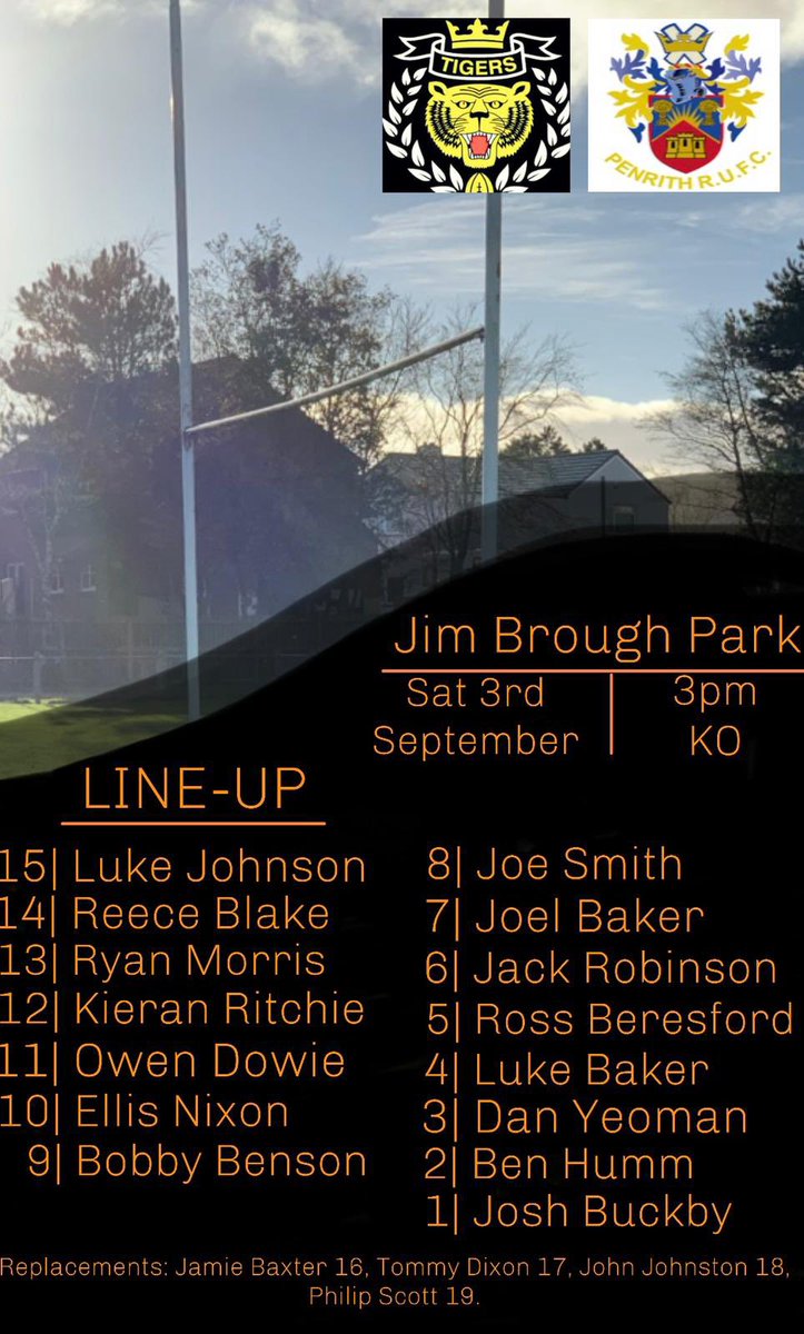 SillothTigers's tweet photo. Line up for tomorrows game against Penrith 2nd XV. 
Come and support your local team!

UTT 🐯 https://t.co/hmo19JadWn