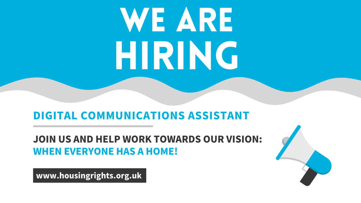 HousingRightsNI's tweet photo. We are hiring 🚨

We are looking for a a motivated, enthusiastic Digital Communications Assistant to join us and assist in the delivery of our digital strategy.

To apply visit: https://t.co/estQXW4KF2 https://t.co/3DYJGlvND4