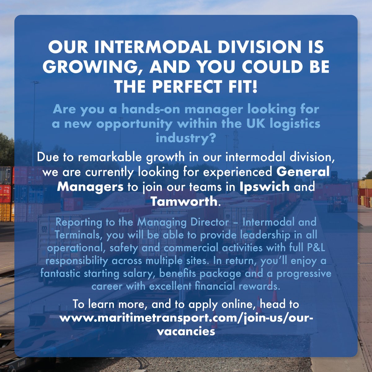 Maritime_UK's tweet photo. Are you a hands-on manager looking for a new opportunity within the UK logistics industry? Then use the links below to apply for one of our General Manager positions!
Ipswich vacancy: https://t.co/WMpmgHFwlN
Tamworth vacancy: https://t.co/nUoHczfIGi
#ManagerVacancy #Career https://t.co/qUDFbKeY3W