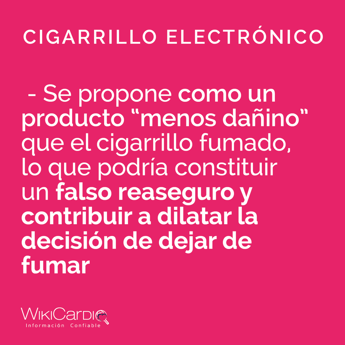 Wiki_Cardio's tweet photo. Verdadero o Falso
Los cigarrillos electrónicos no contienen nicotina por lo cual no voy  a ser adicto al cigarrillo electrónico.  Falso https://t.co/reAMDmdUoh
