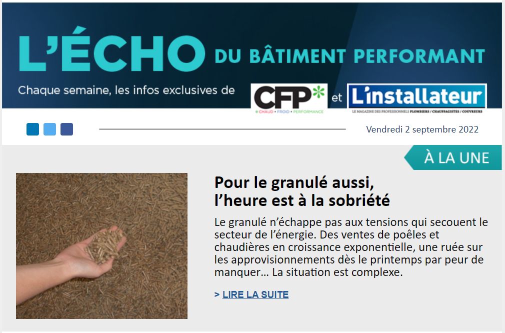 l_installateur's tweet photo. 🗞️Newsletter 👉https://t.co/cOHUNgEsdx👈
- Pour le #granulé aussi, l’heure est à la sobriété
-  @interclima , c'est dans un mois
- #Energie : @Elisabeth_Borne demande des efforts aux entreprises
- L'@AICVF1  se penche sur l’économie circulaire
- Riello passe au 100 % biofioul https://t.co/BLTiCq5KJO