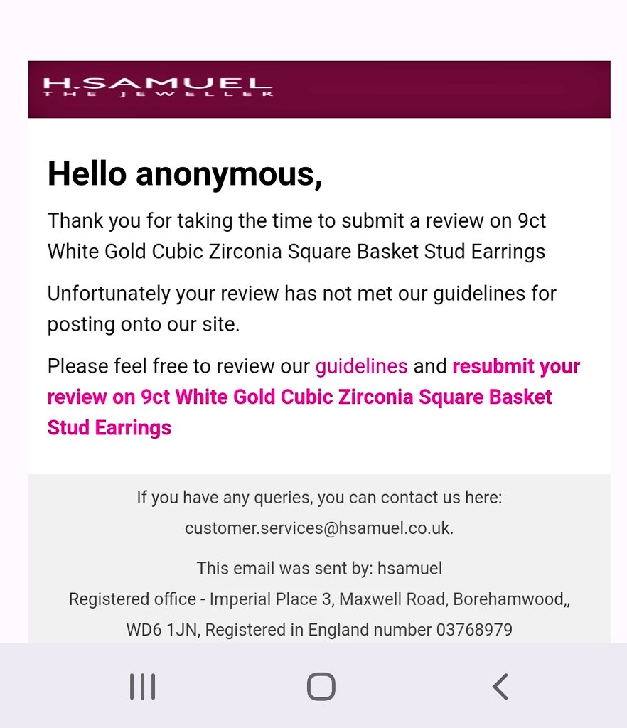 LesWSalesGuru1's tweet photo. @hsamueljeweller classic response.... you don't like the review as it was truthful! Rubbish product....ridiculous returns policy. Say no more https://t.co/NnK5bjRofK