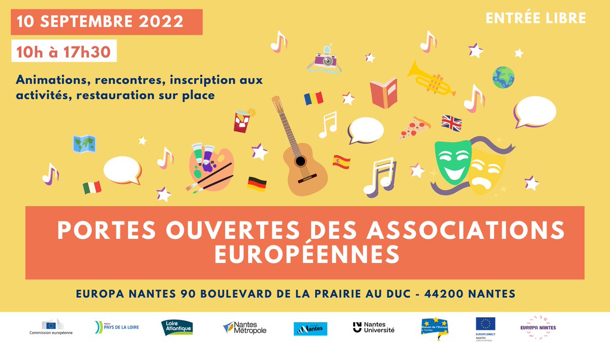 Envie d'apprendre une nouvelle #langue💬? De rejoindre un groupe de #théâtre #anglais🎭? D'apprendre à chanter en #allemand ou en #espagnol 🎤? De rejoindre un cercle littéraire en #italien📖 
Viens découvrir toutes les activités des associations d'Europa Nantes samedi 10/09 ! 🥳