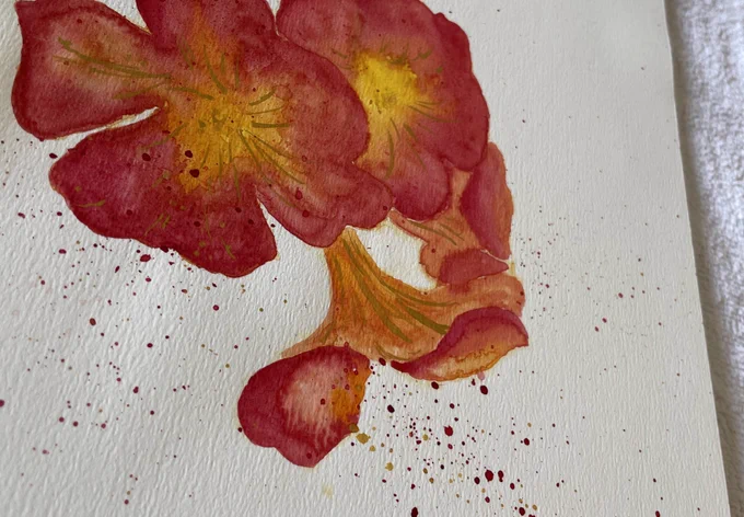 切り絵と水彩画を重ねて力強く生きるお花を作ってます #9月になったのでフォロワーさんに自己紹介しようぜ 