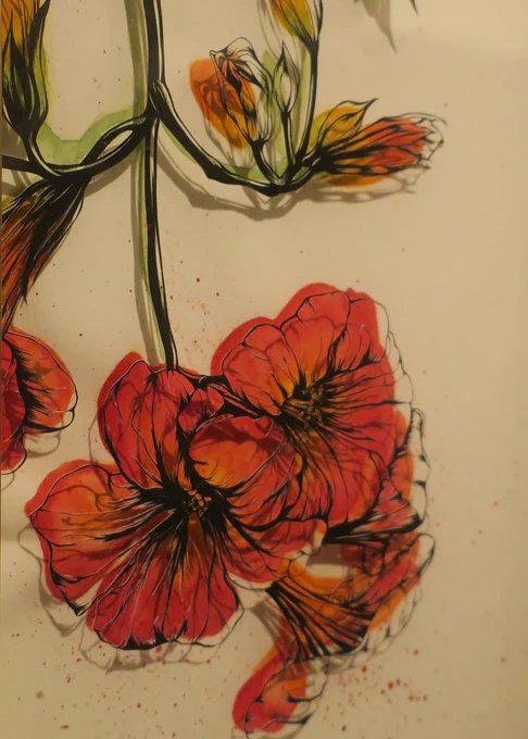 切り絵と水彩画を重ねて力強く生きるお花を作ってます #9月になったのでフォロワーさんに自己紹介しようぜ 