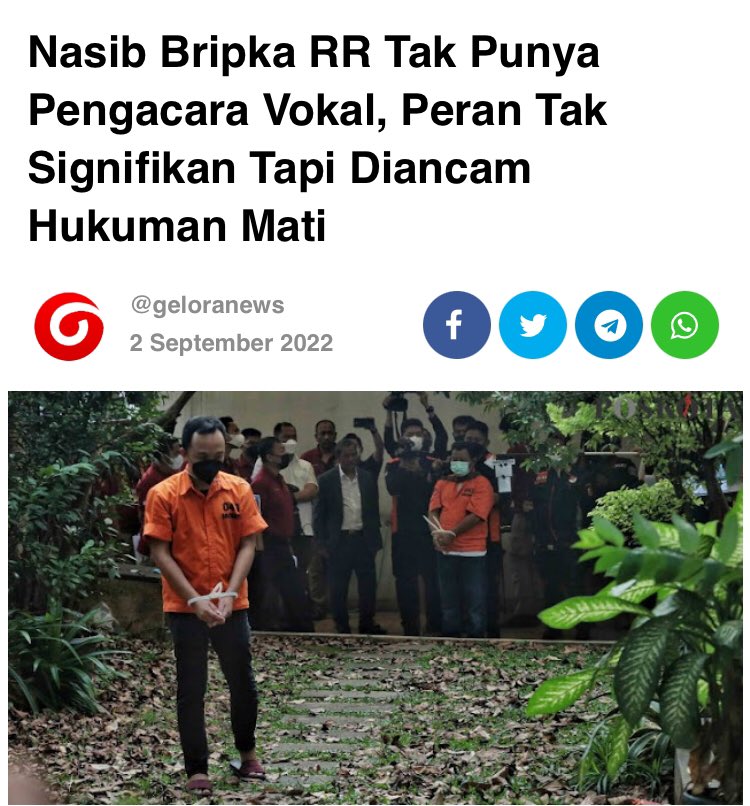 Satu-satunya suara yang membela adalah jerit orang tuanya sendiri, Masitoh, di tempat tinggalnya yang sederhana di Desa Kuntili, Kecamatan Sumpiuh, Banyumas. RR sudah kehilangan ayahnya sejak lama.
gelora.co/2022/09/nasib-…