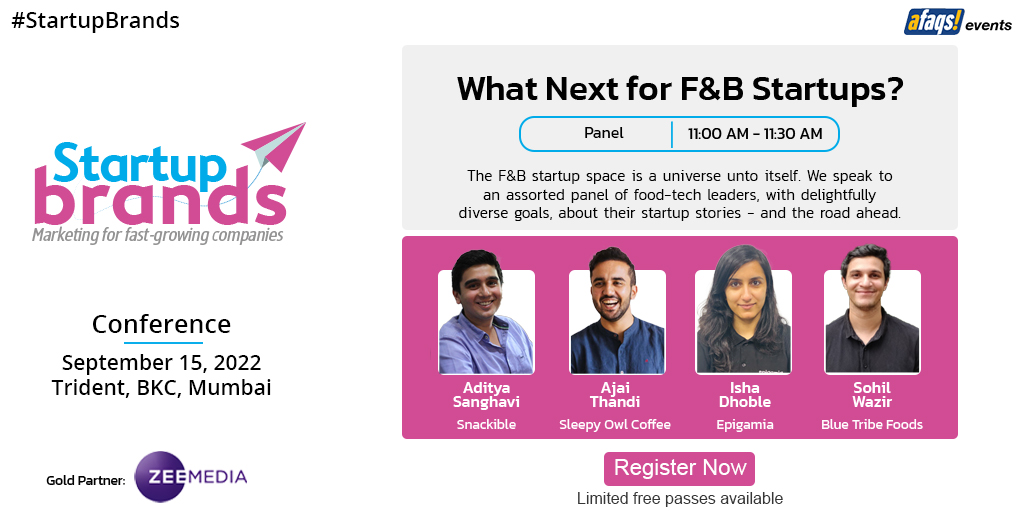 afaqs's tweet photo. #StartupBrands: Be a part of our upcoming conference Startup Brands - #Marketing for fast-growing companies and get a chance to hear food-tech leaders discuss their #startup stories &amp; much more.

BOOK YOUR SEAT: https://t.co/nKxflFeBYQ

#Advertising #startups #conference #event https://t.co/soZJEQ1gSa