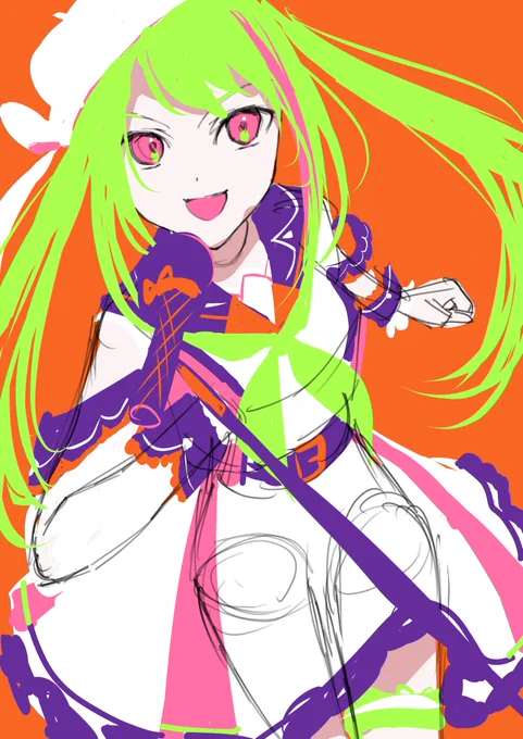 ハロウィン×ツインテ×アイドルすごく可愛いので完成が楽しみ〜〜〜!今回はロゴデザインも込みでオシャレな作品を作りたい! 