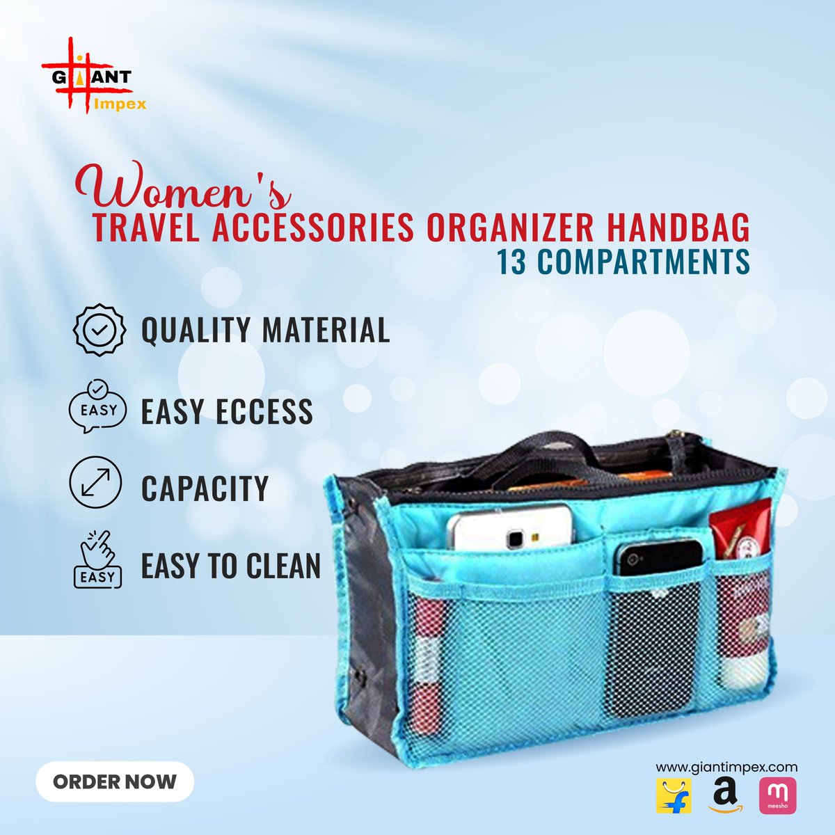 ViratSplSteels's tweet image. Giant Impex on #Google local.google.com/place?id=10749… 
GIANT IMPEX Purse Organizer for Ladies Handbag
#Womens #Multipocket #Handbag
13 Compartments Travel Accessories Organizer, Water Resistant Kit Durable Cosmetic Pouch, Multiple Pocket 
Available in #Amazon, #Meesho and #Flipkart