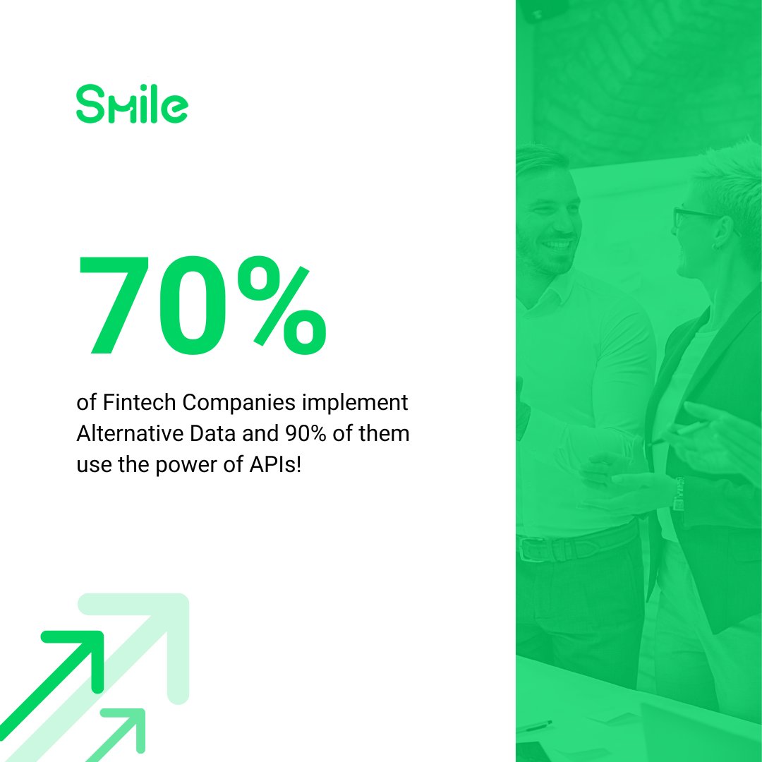 DID YOU KNOW? 🤔

Alternative data is implemented by 70% of fintech companies, and 90% of them use the power of APIs! 💪

The best risk managers use Smile API! Try it now 👉 zcu.io/LNYh