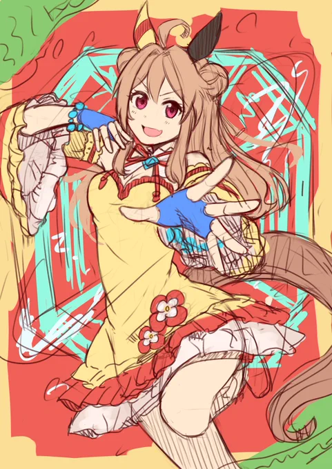 コパノリッキーのイラストメイキング。 