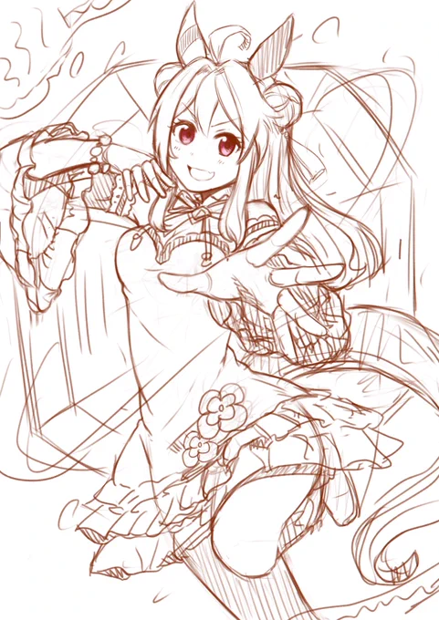 コパノリッキーのイラストメイキング。 