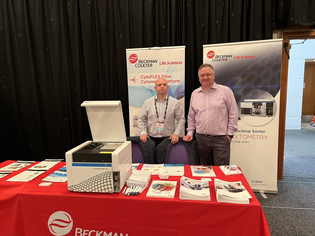 DavidKivlichan's tweet photo. All set up at the @ISEHSociety meeting in Edinburgh with my colleague @mikekburns . Come and chat #flowcytometry and #centrifugation
#cytoflex #cellsorter #ISEH2022 https://t.co/1H6vX8YYn1