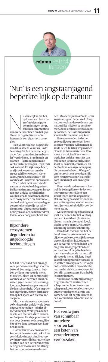We moeten echt aan de bak! Meer waardering voor de natuur in onze omgeving. Meer oog voor de schoonheid al die planten en dieren. Meer zorg omdat veel natuur nu zo kwetsbaar is. Het is mooi om daarmee bezig te zijn. #stikstof #biodiversiteit #terugvolgvrijdag