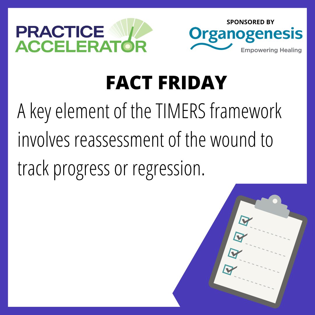 WoundSource's tweet image. September is Chronic Wounds Day Month! #FactFriday: A key element of the TIMERS framework involves reassessment of the wound to track progress or regression.

Fact Sheet: ow.ly/CyU150KwZRo

September #PracticeAccelerator sponsor: Organogenesis.
#WoundSource #ChronicWounds