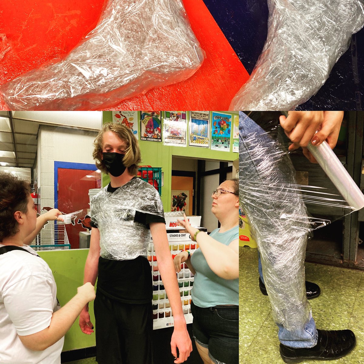 Strange things are “a foot” In our CFHS public art design class! The process requires bravery, borrowed limbs, lots of packing tape and a bit laughter. Can’t wait to share our results! #highschoolartproject #packingtapeart