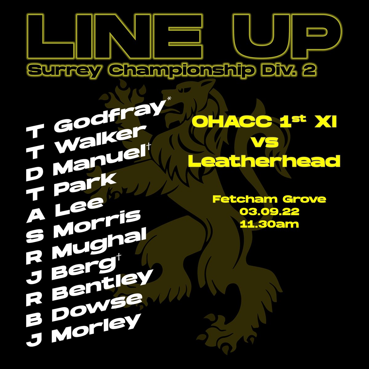 ohacricket's tweet photo. 🏏 @SurreyChamp GW18 Preview 🏏
1s @Leatherheadcc A
2s @oldwimbscc H
3s @WHCC1905 H
4s @Kemptoncricket A
How is it the #FinalCountdown ?
Final push 🦁 & back to the lair!
#Enjoy #Compete #TryToWin ☀️ https://t.co/c7ohSRVSZh