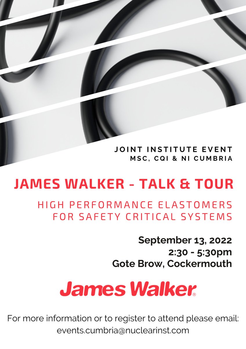 Register now for our upcoming event at James Walker on the 13th September ☢️🦺
The event will feature presentations as well as a tour of the factory and materials technology lab, there are limited spaces available so make sure you don't miss out on this great opportunity!