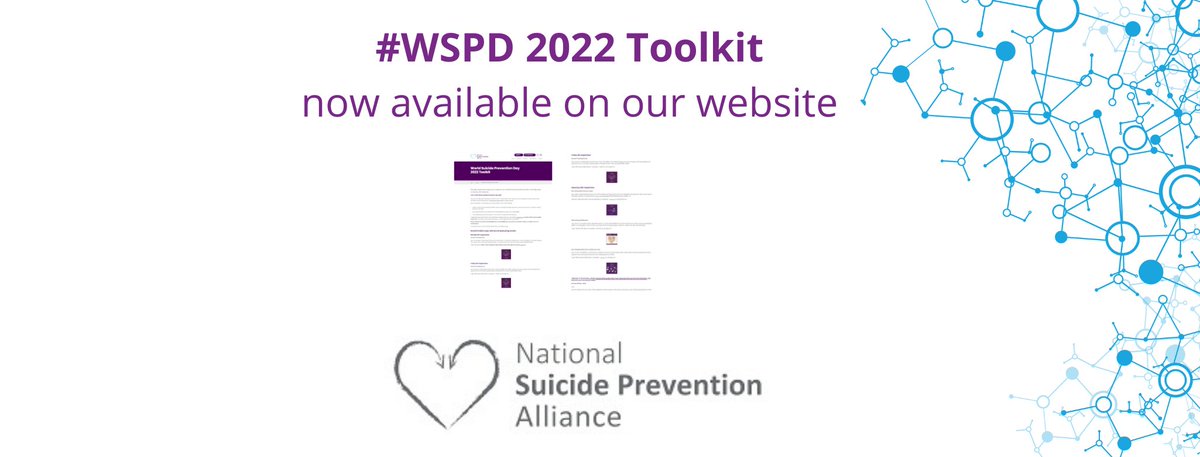 Our #WSPD 22 toolkit is now online. It contains all the assets created for use on Sat 10th Sept. This collective voices campaign was created using members contributions; professionals working in #suicideprevention &amp; people with #livedexperience of suicide bit.ly/NSPAWSPDToolki…