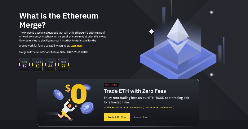 binance's tweet photo. Your one-stop-guide to the #Ethereum Merge:

🔸 Countdown to The Merge
🔸 Ethereum Roadmap
🔸 Trade $ETH with zero fees
🔸 Earn with your $ETH

Bookmark this page ⤵️