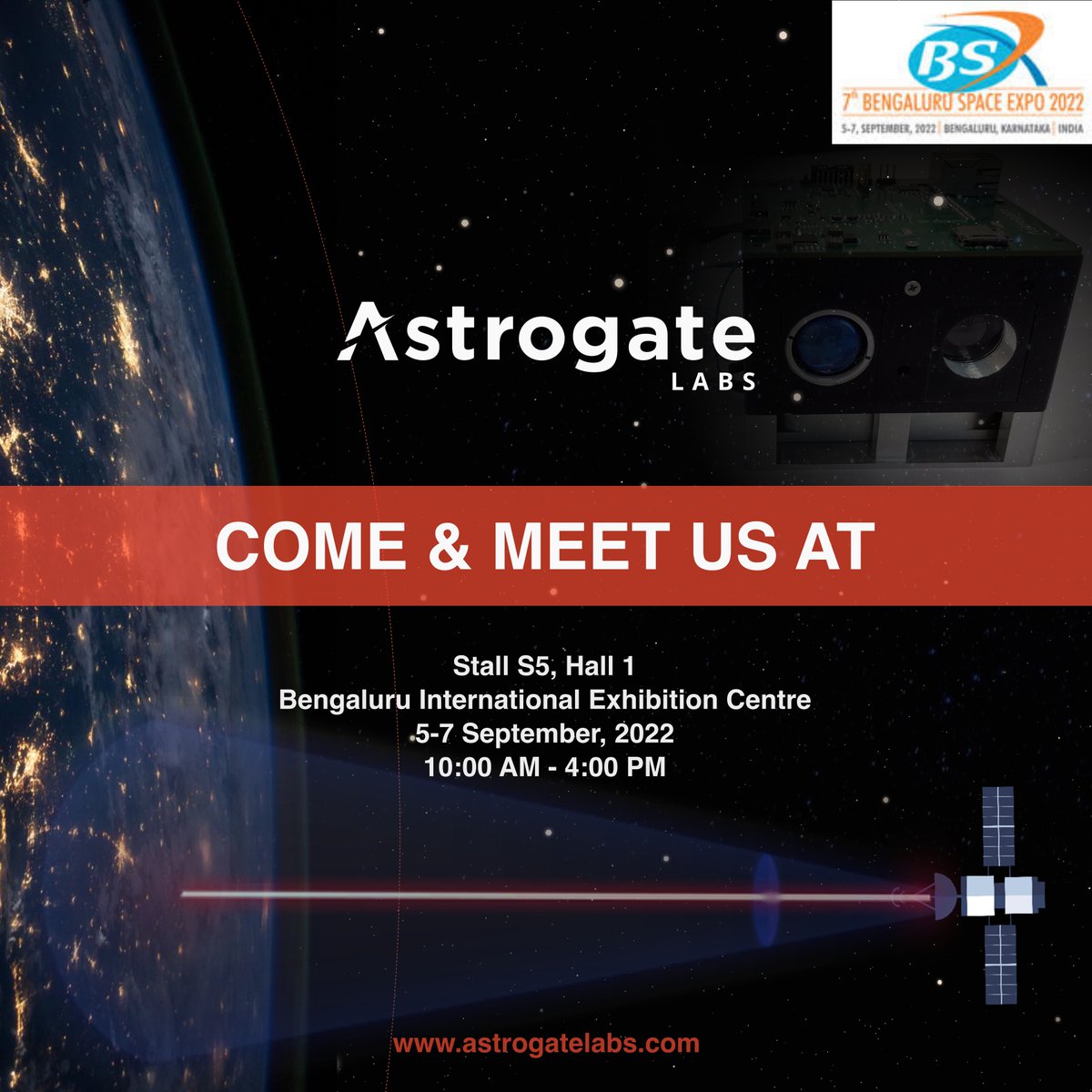Want to know how our #LaserCommunication terminals can enable satellites to get more data from space securely. Talk to our team at 7th Bengaluru Space Expo #BSX2022. <a href="/isro/">ISRO</a> <a href="/INSPACeIND/">IN-SPACe</a> <a href="/NSIL_India/">NSIL</a>  <a href="/FollowCII/">Confederation of Indian Industry</a>